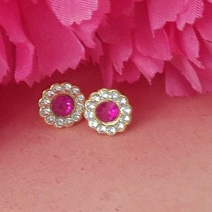 Pink and clear crystal earrings